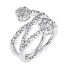 Bague de mode fantaisie en or blanc 18 carats avec diamants ronds de 1 carat de la collection Bypass