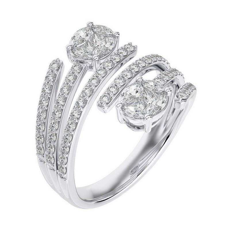 Überblick:
Der Bypass-Ring der Classic Collection'S ist mit 1 Karat runden Diamanten in 18 Karat Weißgold gefasst. Dieses raffinierte und stilvolle Schmuckstück kombiniert den eleganten Glanz von Weißgold mit dem brillanten Funkeln runder Diamanten
