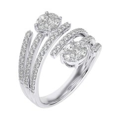 Bague en or blanc 18 carats avec diamants ronds de 1 CTW Collection Classic Bypass Finger