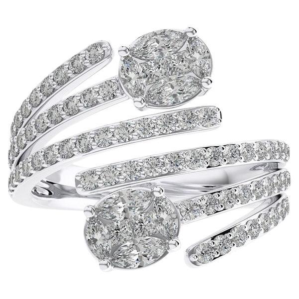Anillo de dedo de oro blanco de 18 quilates con diamantes redondos de 1 TQW Colección Clásica