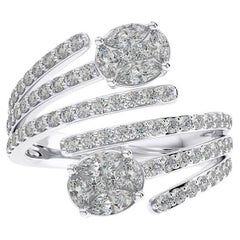 Anillo de dedo de oro blanco de 18 quilates con diamantes redondos de 1 TQW Colección Clásica