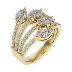 1 CTW runde Diamanten 18K Gelbgold Classic Collection Blattform Fingerring