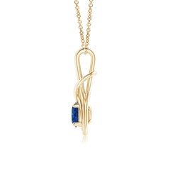 1 ciondolo CTW con solitario rotondo in zaffiro e nodo dell’infinito, in oro massiccio 14K, da donna