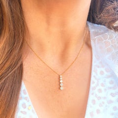 1 CTW White Diamond Five-Stone Graduated Diamond Necklaces in 14k Yellow Gold