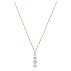 Colliers en or jaune 14k à cinq pierres en diamant blanc de 1 CTW