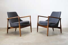 1 fauteuil de salon moderne de style danois des années 1950 en noyer et cachemire gris