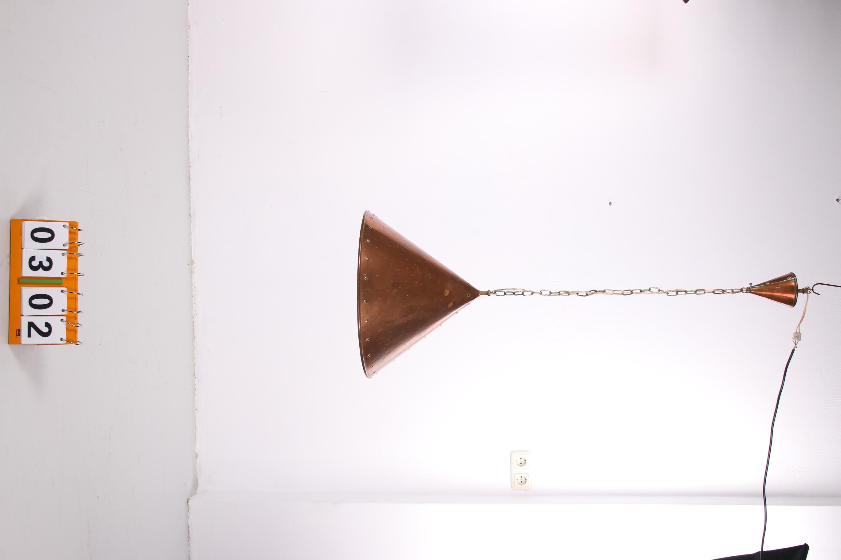 Mid-20th Century 1   Danish Hand-hammered Copper Pendant Lamp by E.S Horn Aalestrup, 50s For Sale