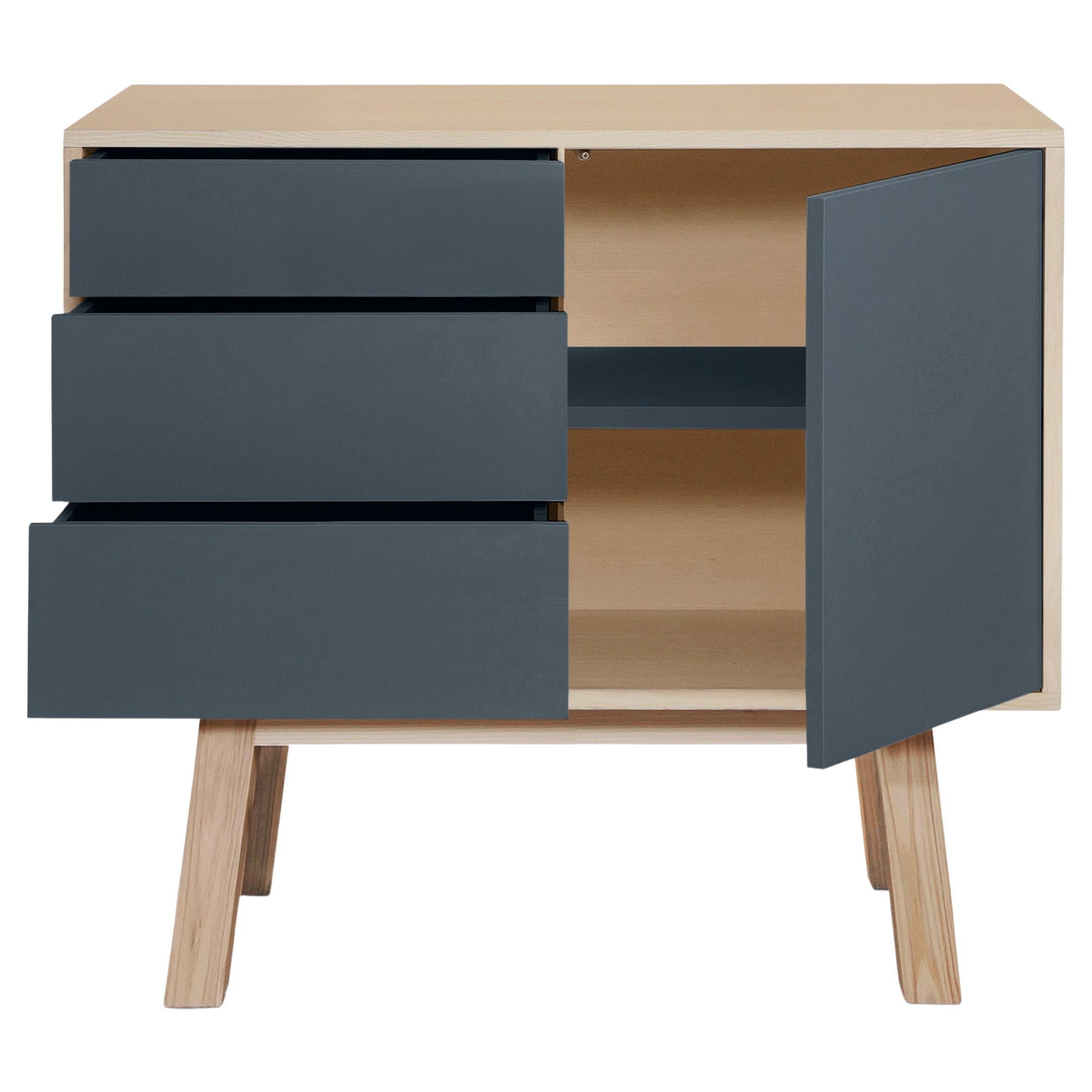 Scandinavian cabinet with 1 door + 3 drawers designed by Eric Gizard, Paris