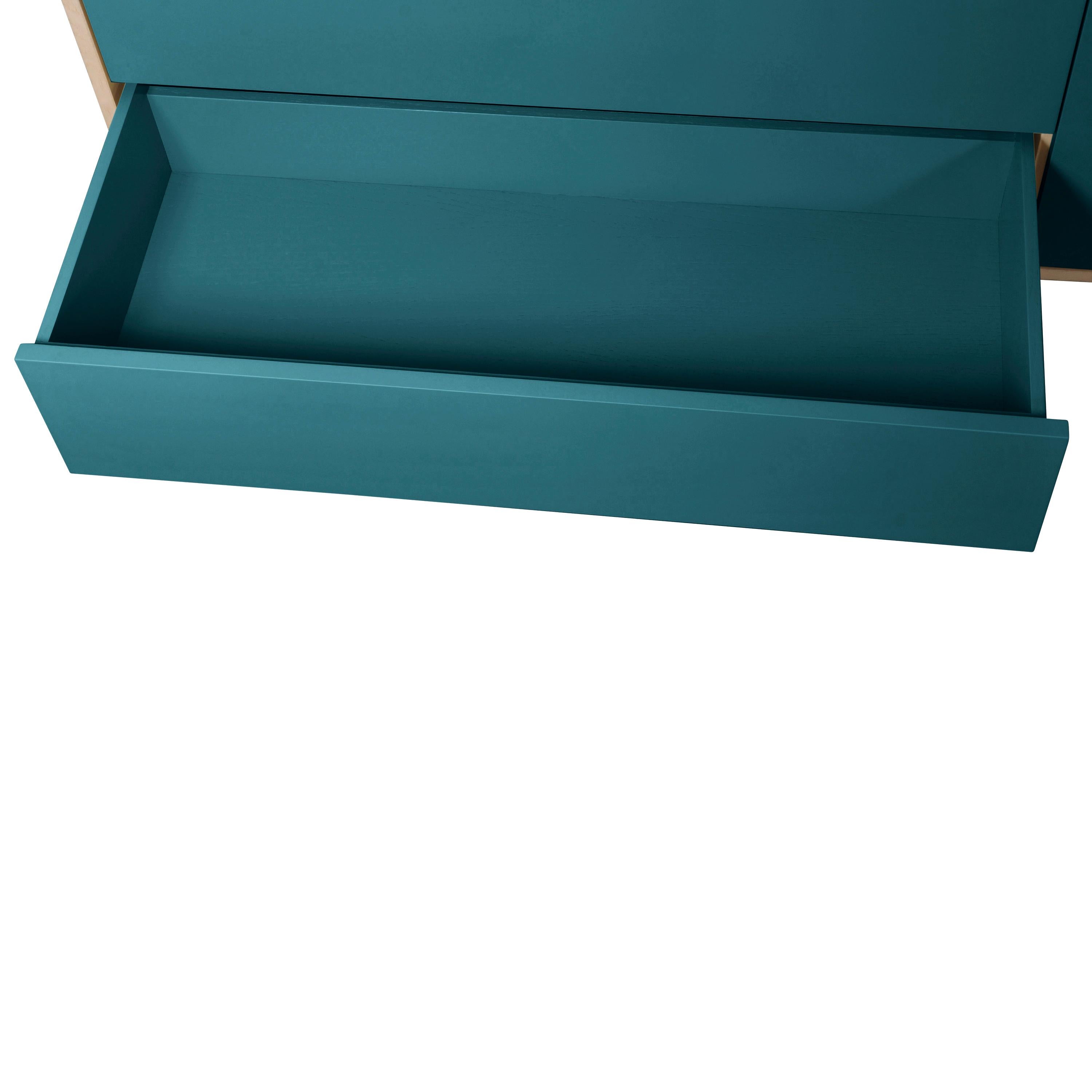 Armario bajo de madera azul marino de 1 puerta y 3 cajones de diseño francés de Eric Gizard Paris en Nuevo estado para la venta en Landivy, FR