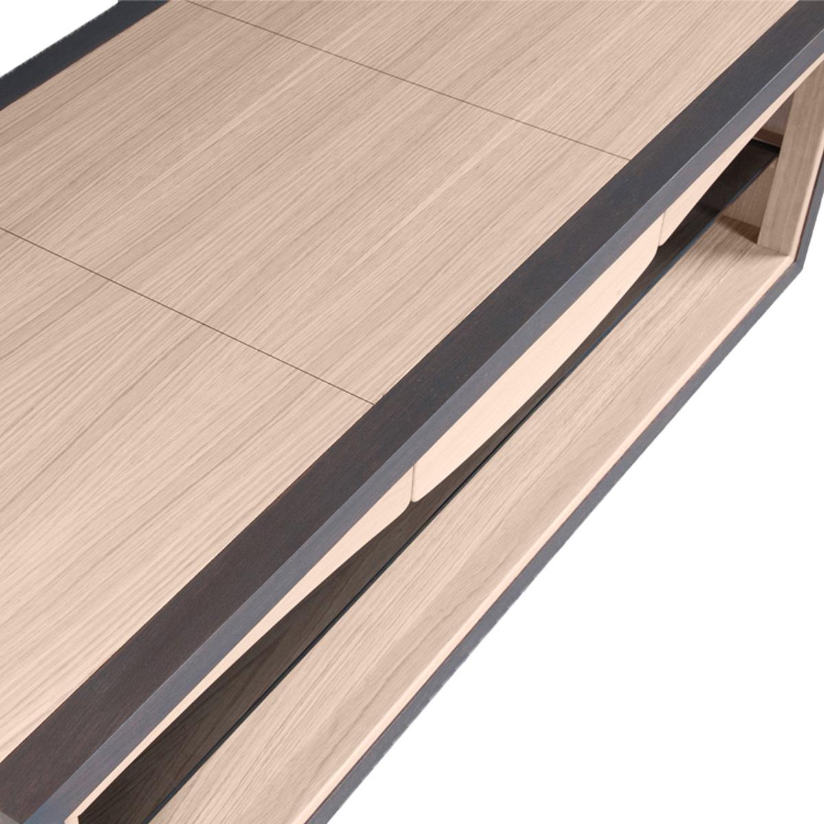 XXI secolo e contemporaneo Tavolino da caffè francese a 1 cassetto in oak, design di Christophe Lecomte in vendita