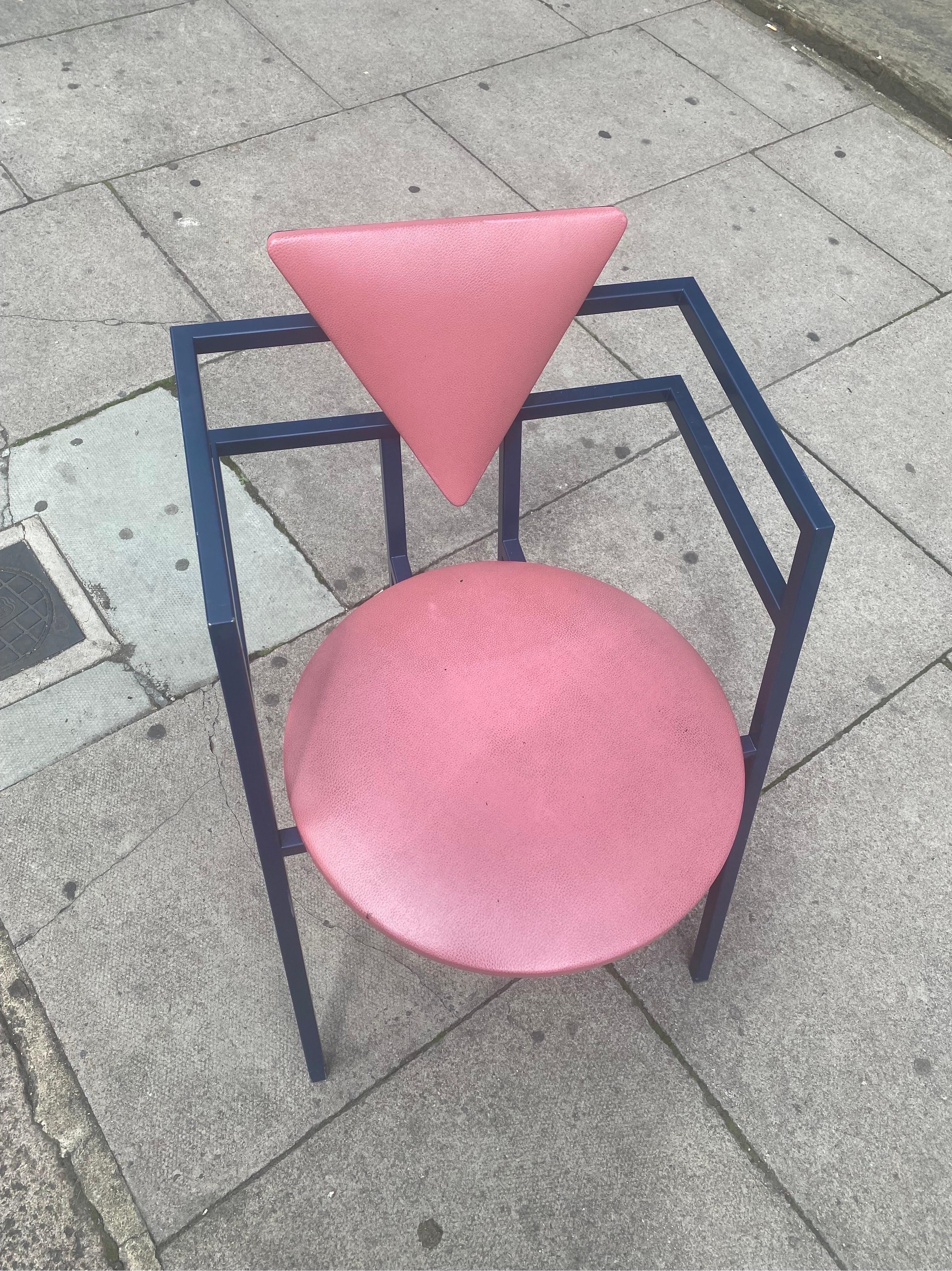 1 Druillet Postmodern 1980s Blue Pink Dining Chair Jean Allemand Vintage Desk For Sale 5