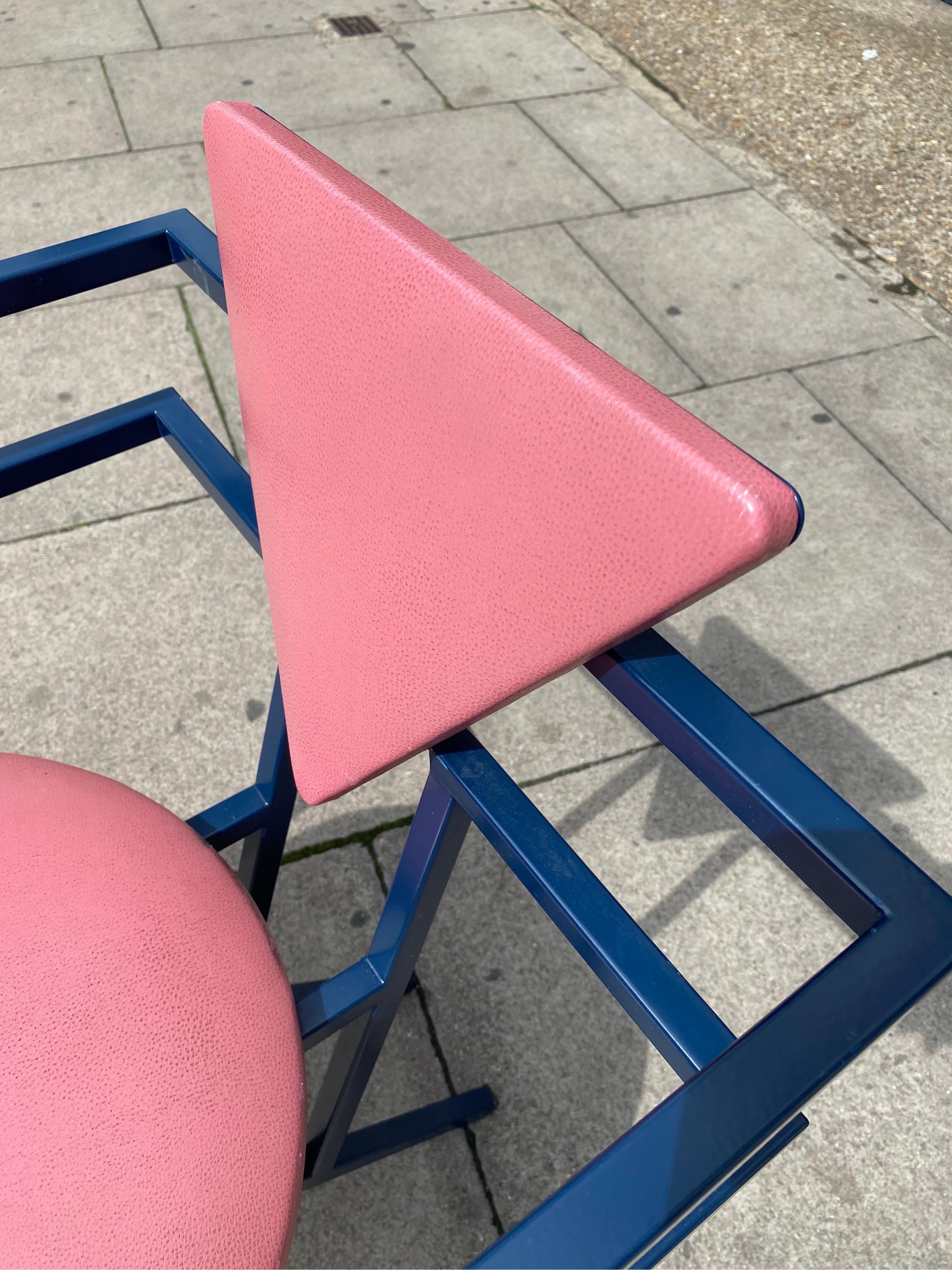 1 Druillet Postmodern 1980s Blue Pink Dining Chair Jean Allemand Vintage Desk For Sale 8