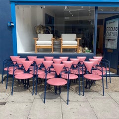 1 Druillet Postmoderne 1980 Bleu Rose Chaise de salle à manger Jean Allemand Bureau vintage