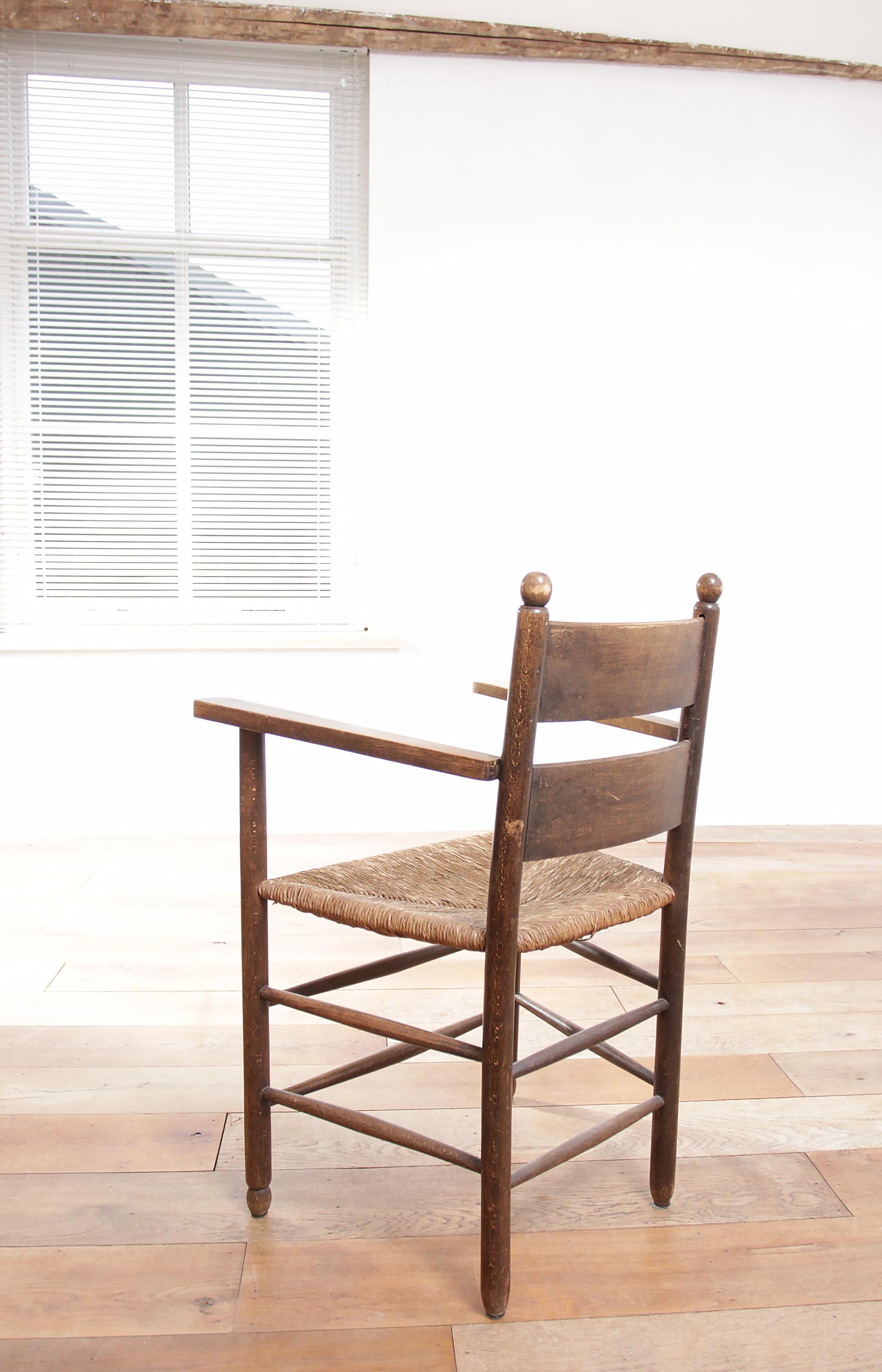 Beautiful armchair from the 1930s made of solid oak with a wicker woven seat.
Fit perfectly with the style of designers such as Charlotte Perriand and Charles Dudouyt.
Comfortable and a very nice warm appearance due to the use of only natural