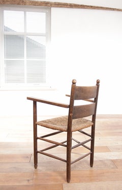 1 Dutch Ladder Back Oak Rush Seat Armchairs