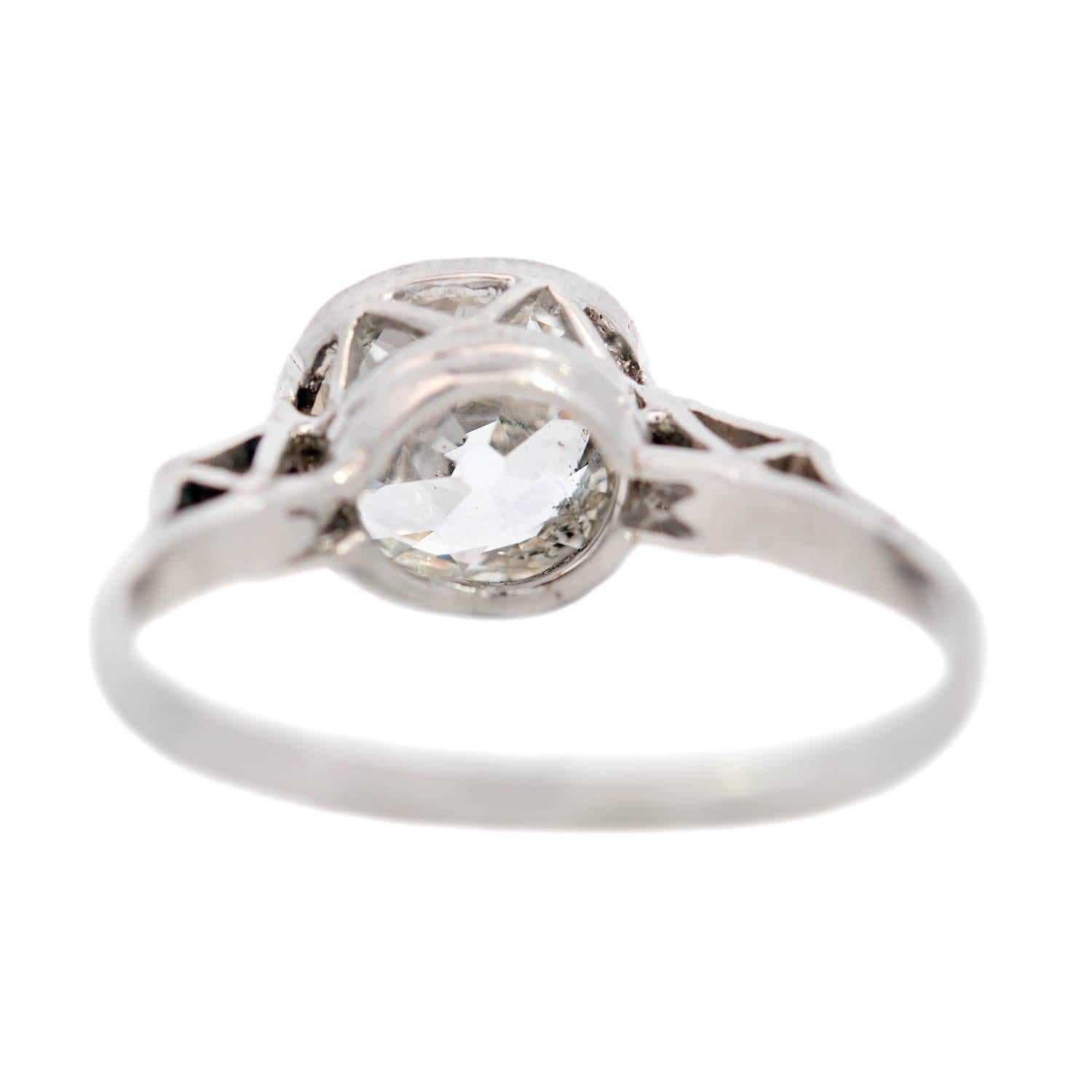 Women's 1 Edwardian Platinum Diamond Engagement Ring 2.06ct For Sale