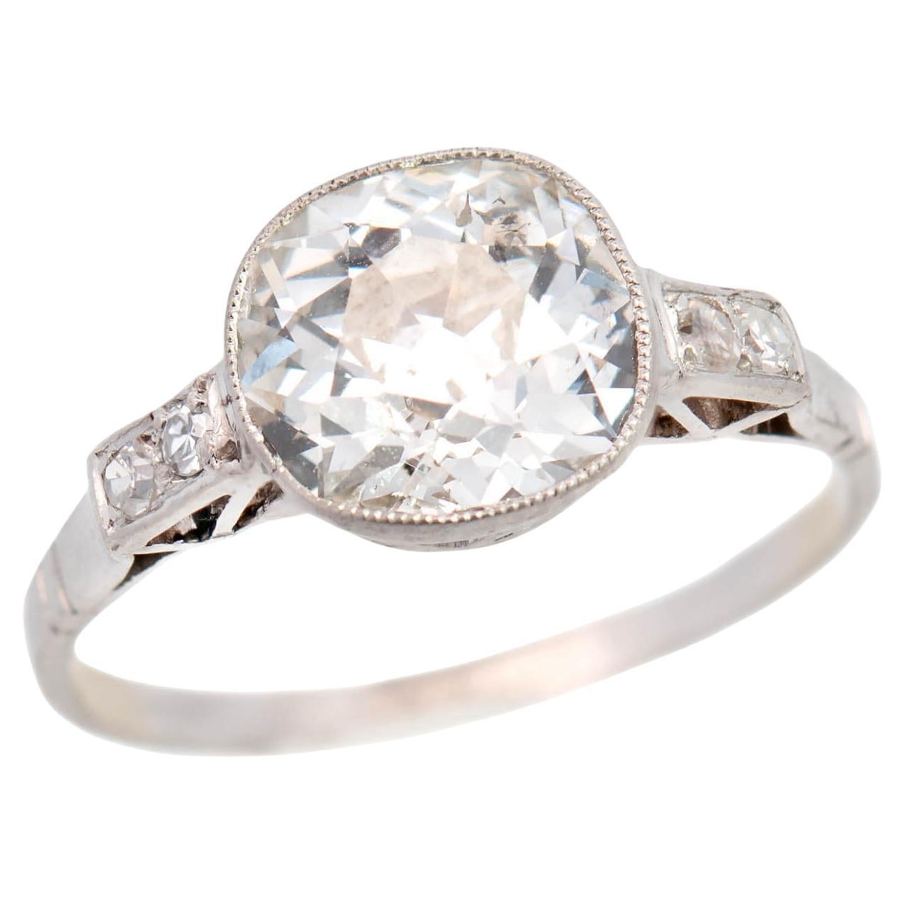 1 Edwardian Platinum Diamond Engagement Ring 2.06ct For Sale
