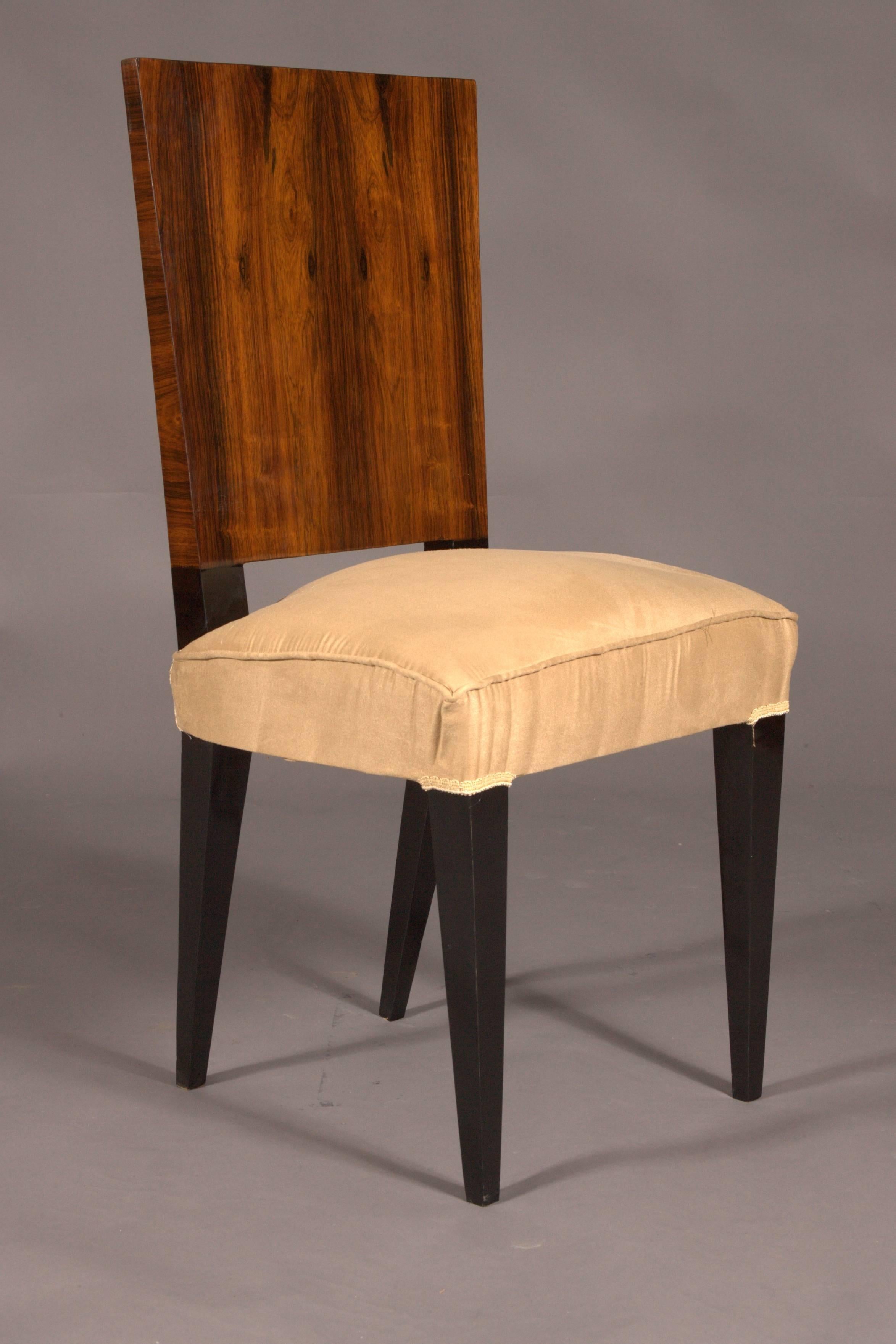 French 1 Elegant Chair in Art Deco Style, Rosewood Veneer