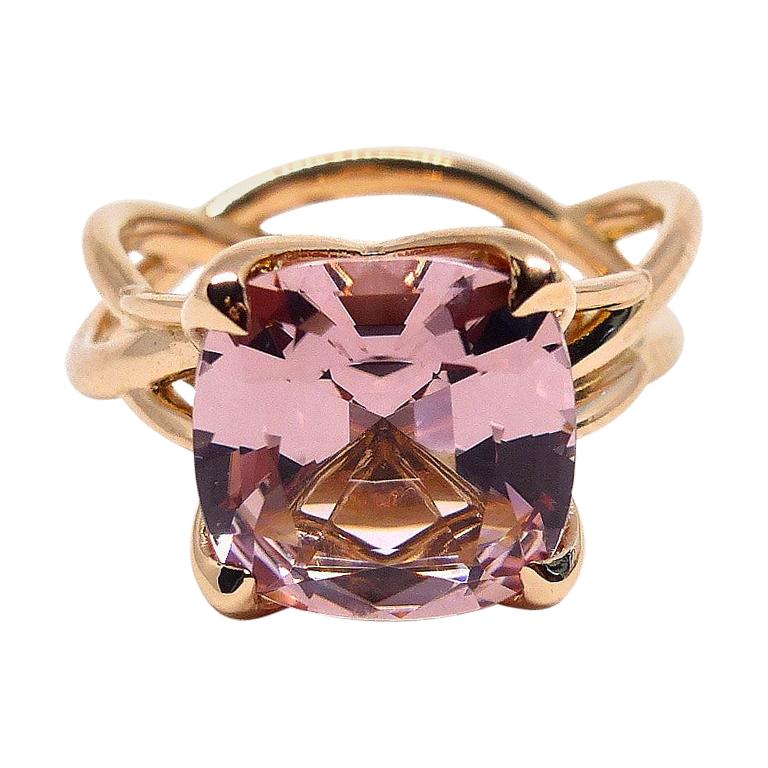 Rose Gold 4, 35ct. Morganite Dome Ring For Sale