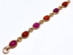 Bracelet en or rouge 68,70 carats, rubélite + grenats mandarins cabochons + diamants