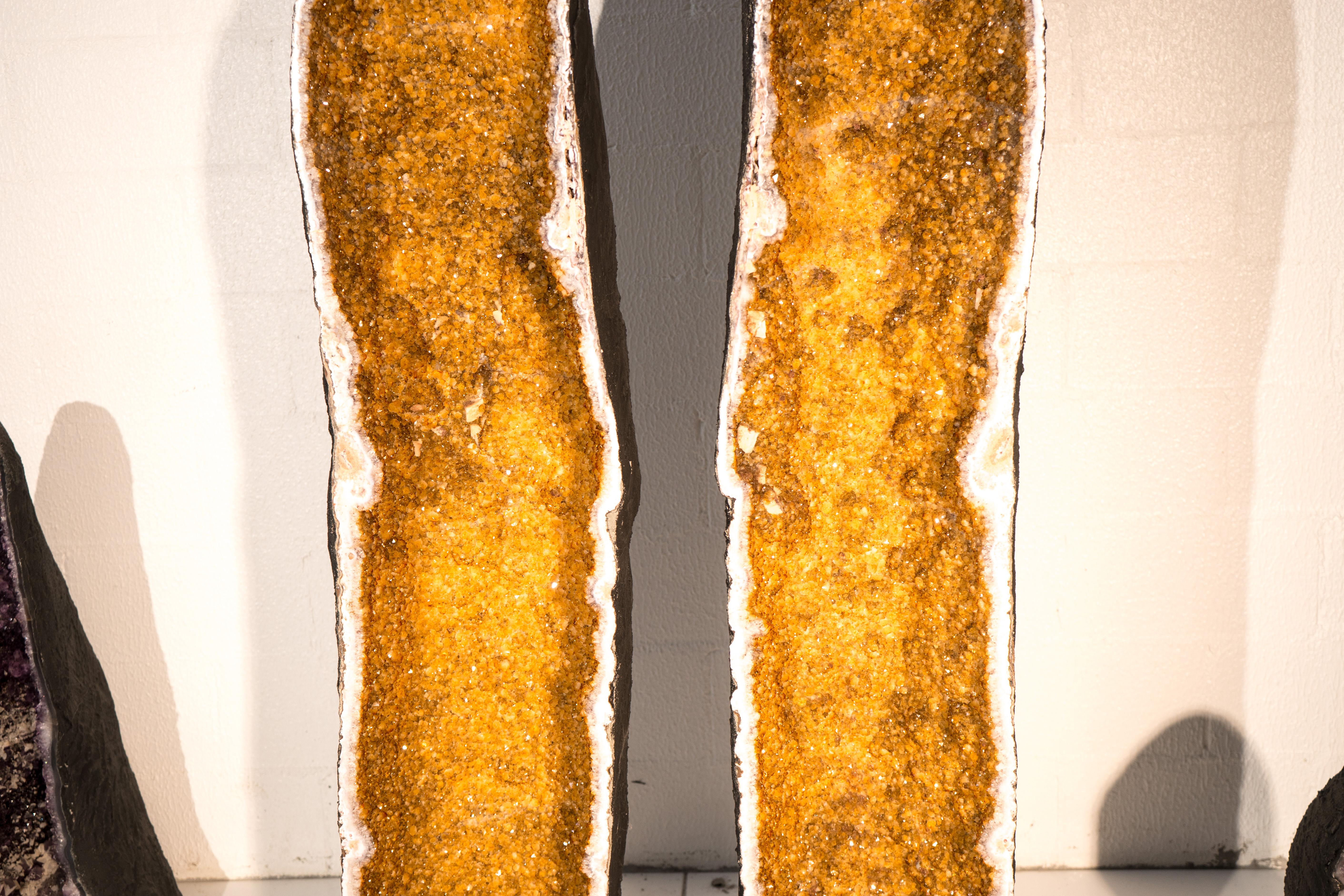 .1 Ft Tall Citrin Kathedrale Geoden Paar - X-große Orange Citrin Geoden im Angebot 4