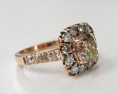 1 GIA Certified 1.66 Ct Round Light Brown Natural U to V Range 14k rose gold