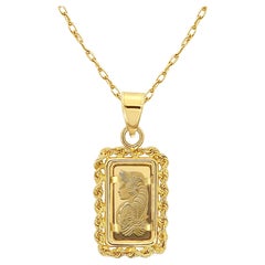 1 Gram Credit Suisse Gold Bar with Rope Bezel Necklace