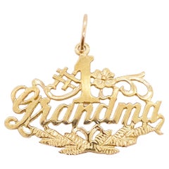 #1 Grandma Charm or Pendant, 14K Yellow Gold, Stamped Out, Mother’s Day Gift