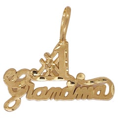 #1 Grandma Pendant Charm, the Greatest 'Gran', Recycled 14 Karat Gold, LV