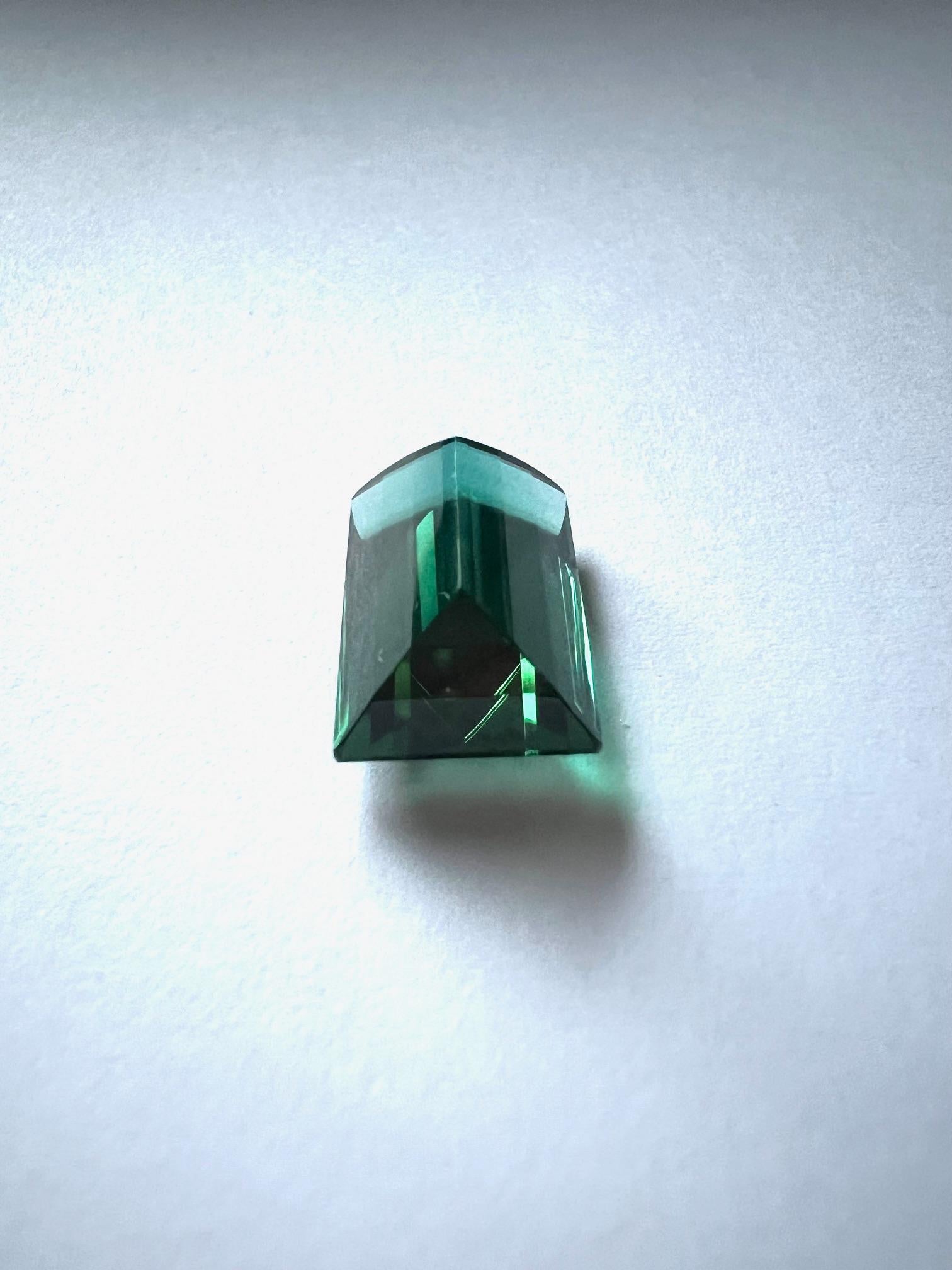 Contemporary 1 green Tourmaline fac. 13.27c. octagonal shape For Sale