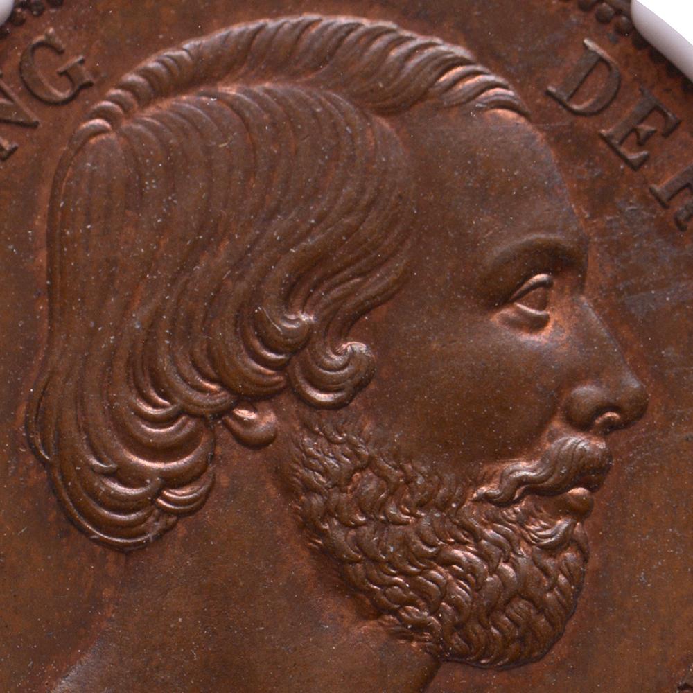 Neoclassical 1 gulden William III NGC MS 64 BN – in bronze For Sale