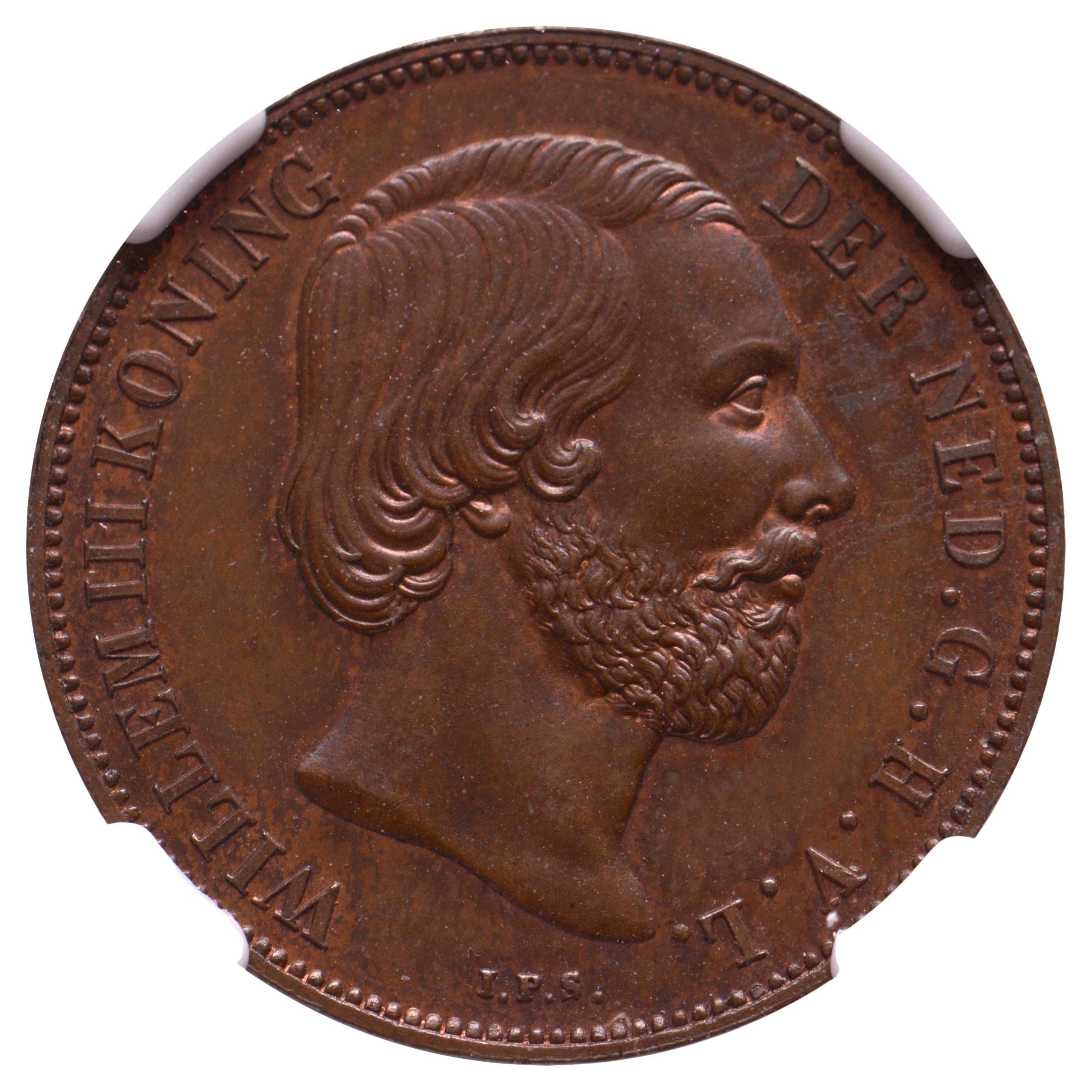 1 gulden William III NGC MS 64 BN – in bronze For Sale