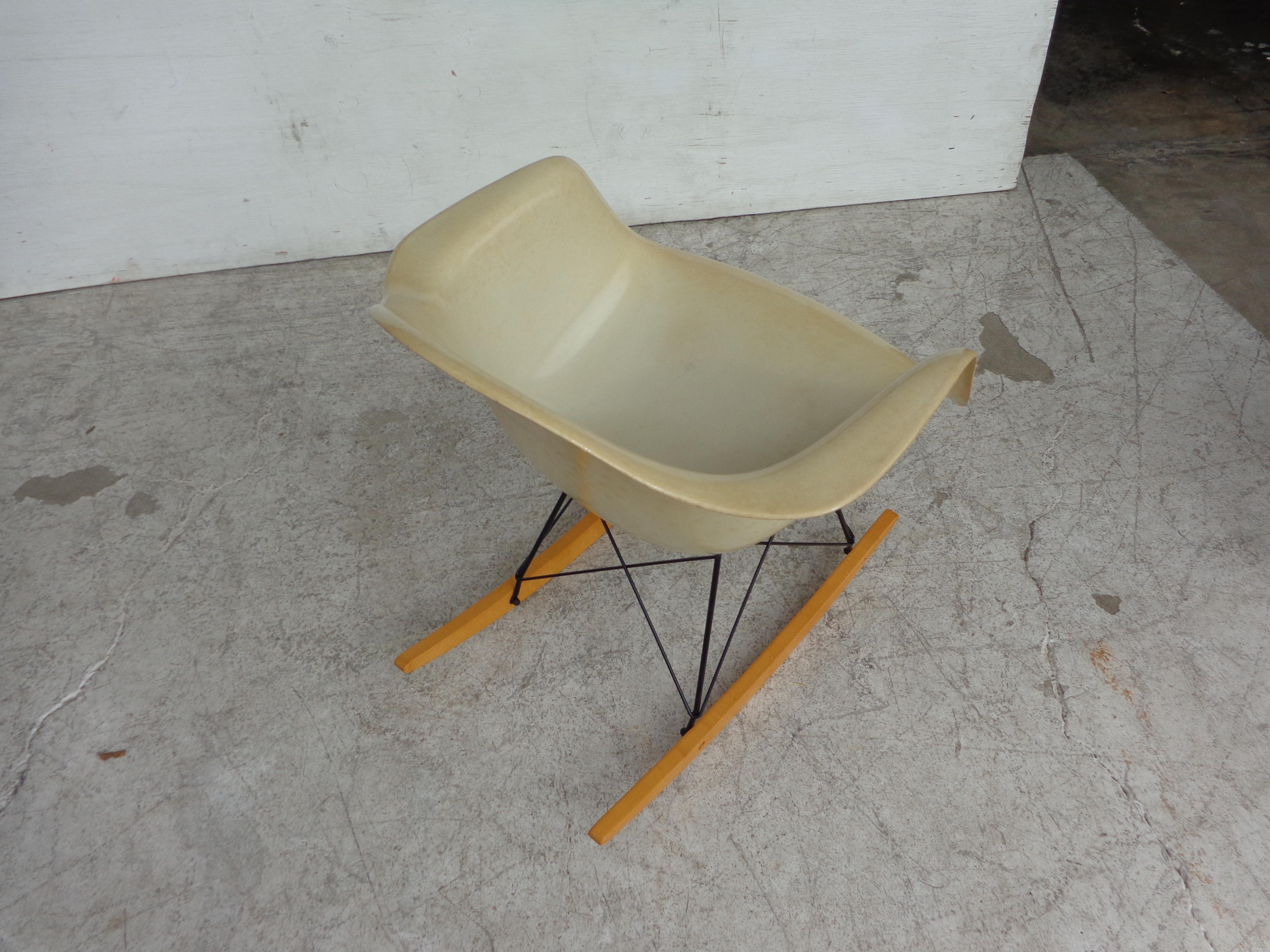 American 1 Herman Miller Parchment Shell Fiberglass RAR Rocker by Eames