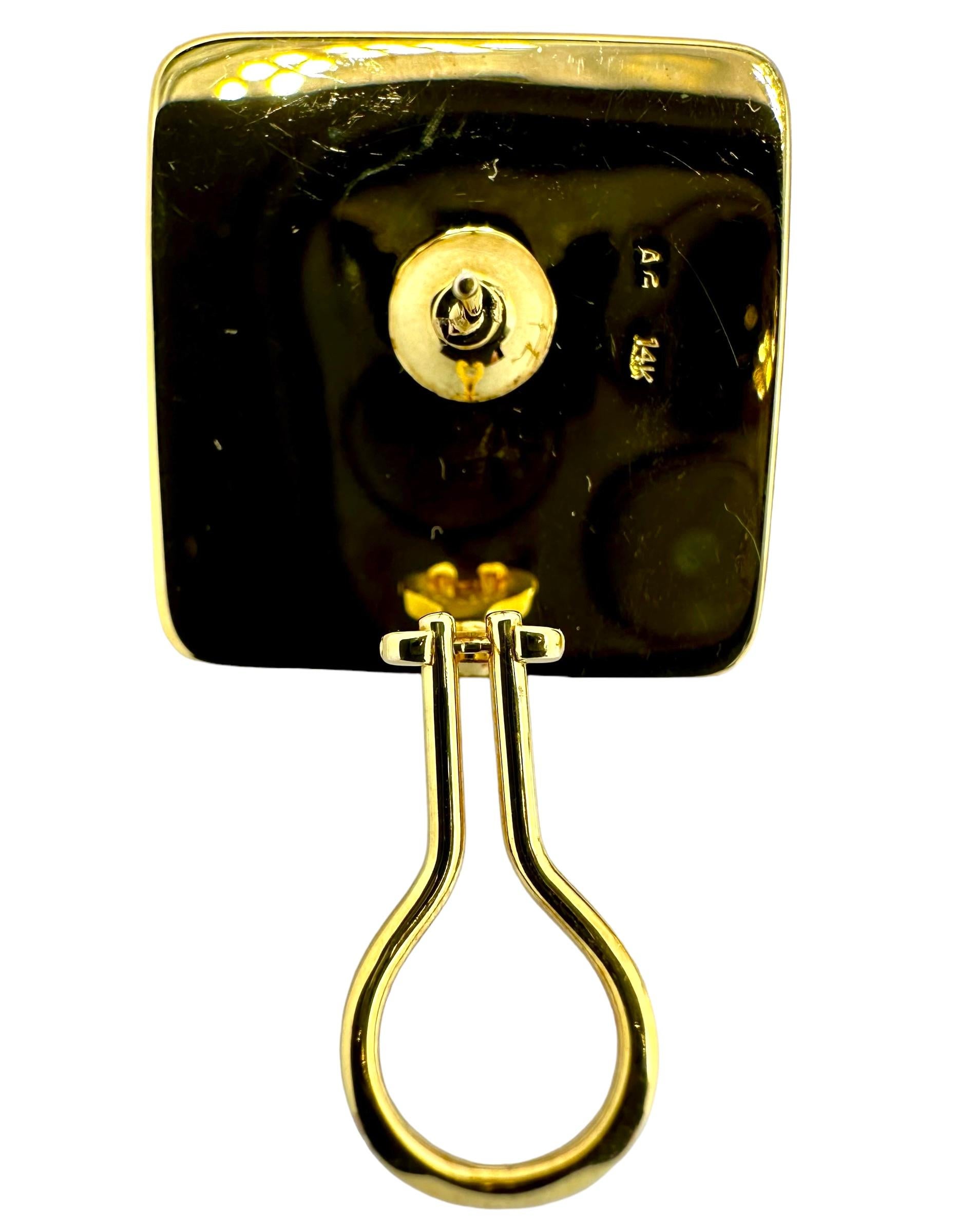 Asch Grossbardt, boucles d'oreilles en or jaune avec motif floral incrusté de pierres de 1 pouce par 1 pouce en vente 5