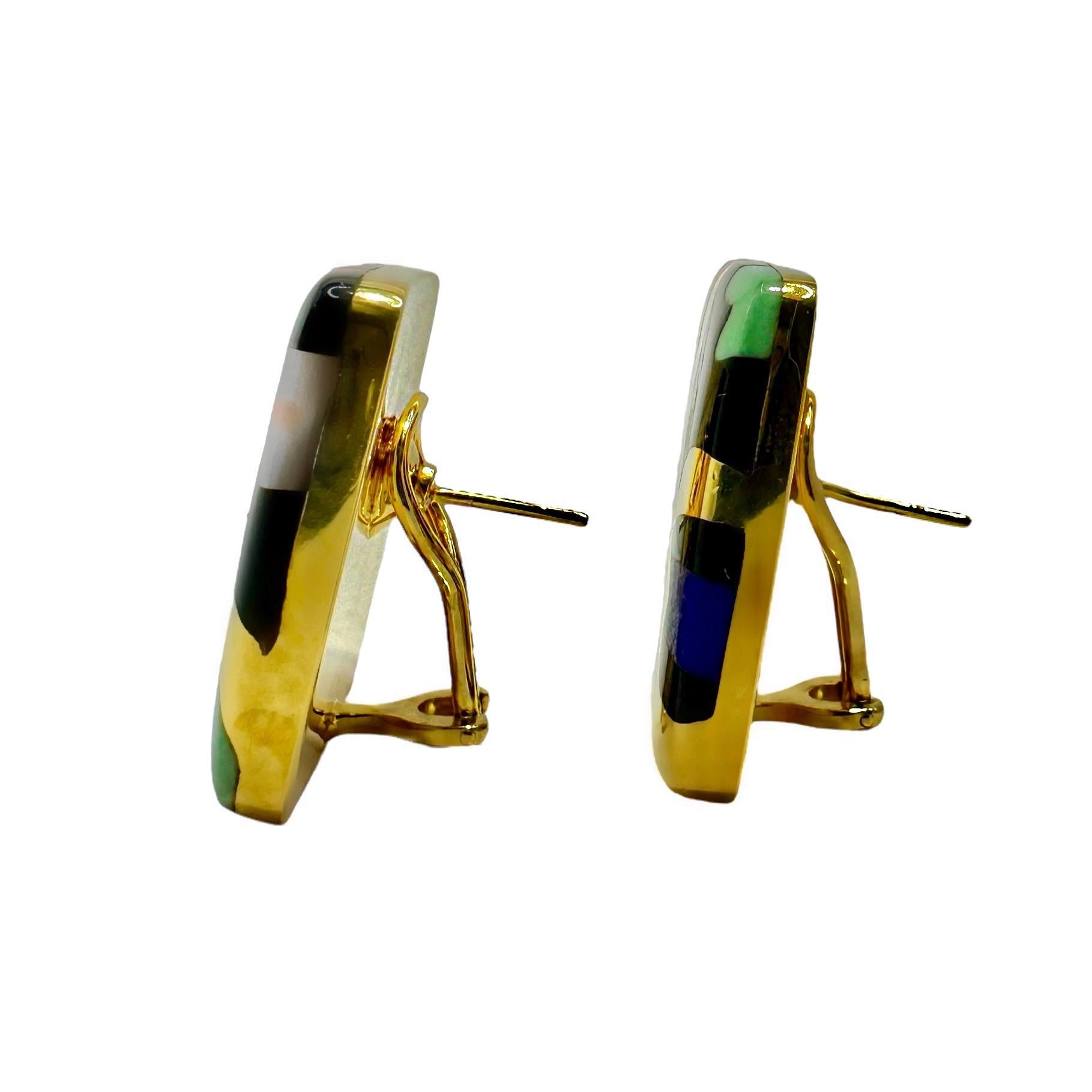 Asch Grossbardt, boucles d'oreilles en or jaune avec motif floral incrusté de pierres de 1 pouce par 1 pouce Pour femmes en vente