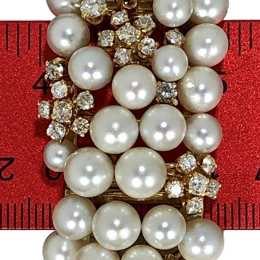 Pearl and Diamond Cocktail Bracelet by Designer K. Lambert in Gold 4