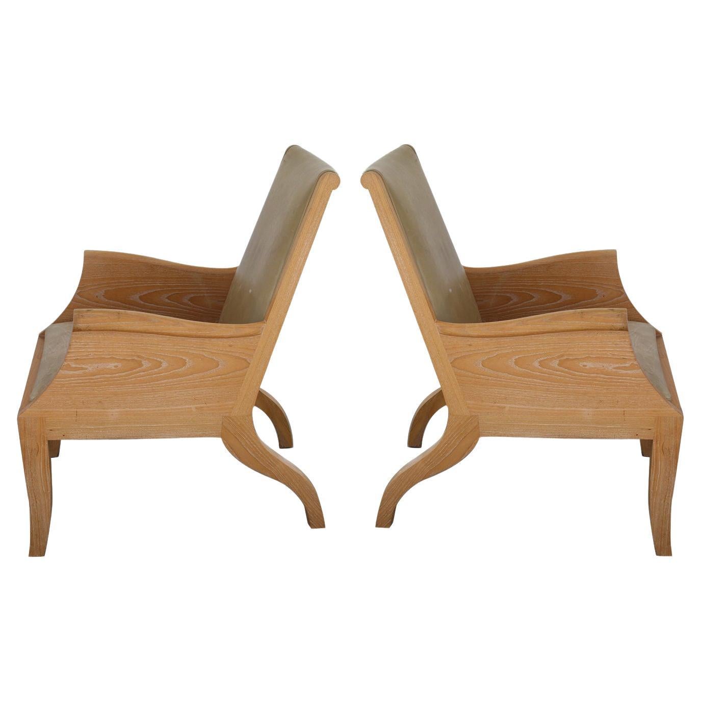 1 "India" Custom Oak Lounge Chairs by Mirak Furniture