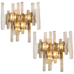 1 Kalmar Ice Glass Wall Sconce by J.T. Kalmar for Elisabeth , Austria, 1970s