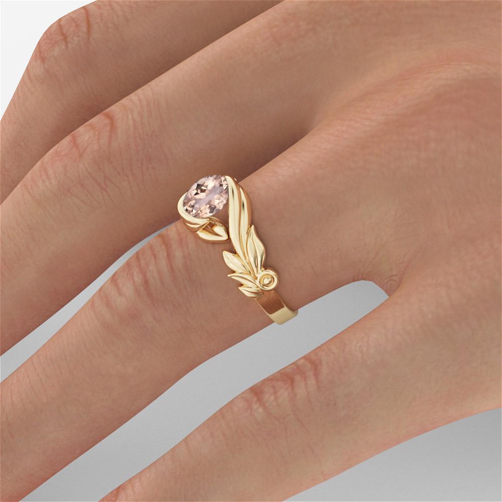 1 Karat 14 Karat Yellow Gold Morganite Round Engagement Ring In New Condition In Ramat Gan, IL
