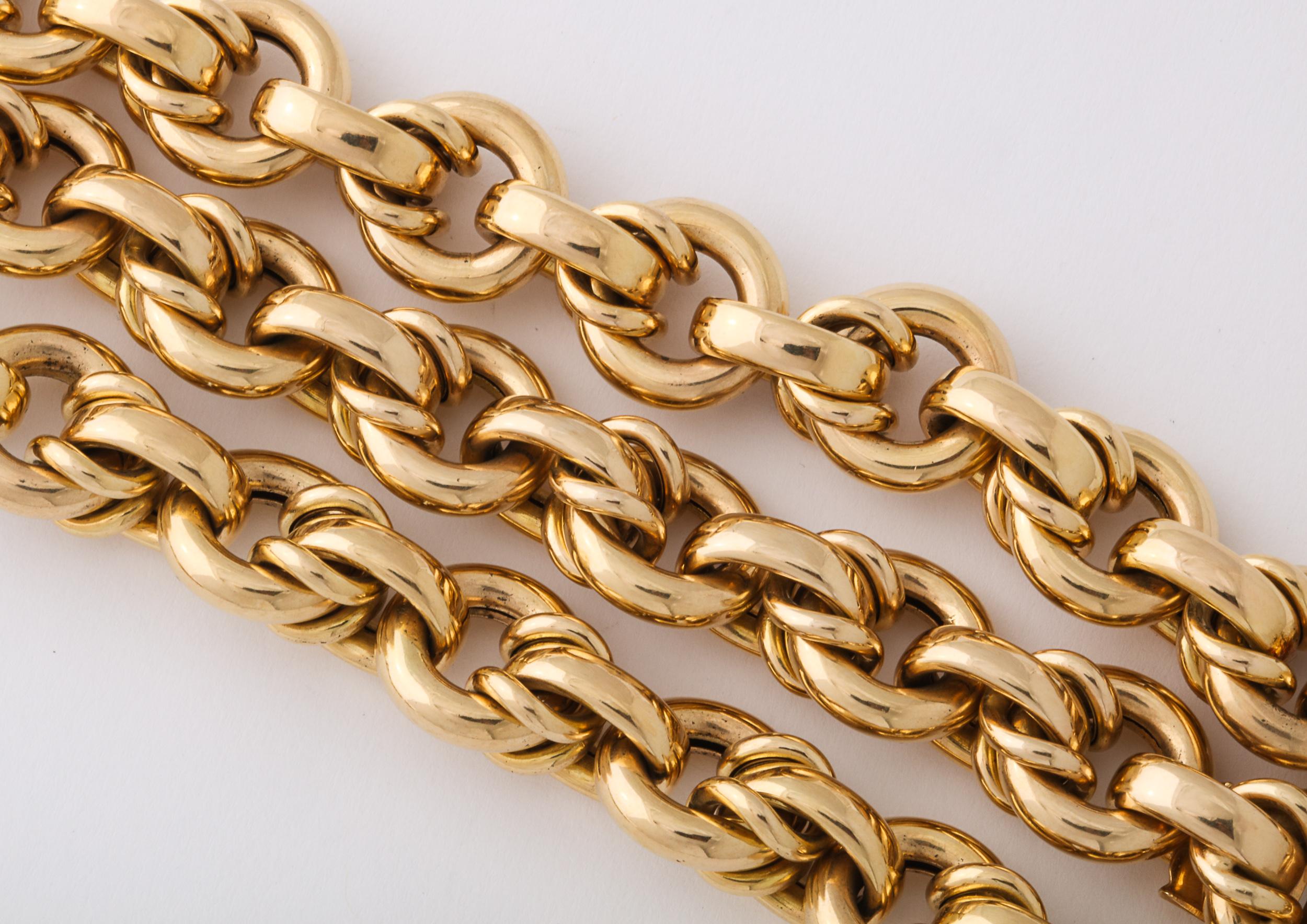 14 Karat Italian Yellow Gold Round Link Chain For Sale 1