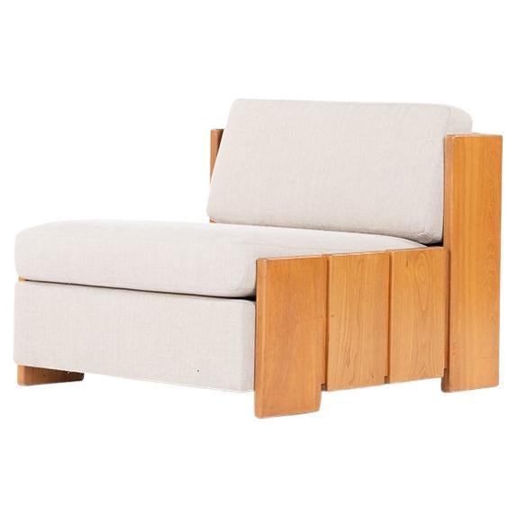 1 Lounge Chair Elm and Linen by Maison Regain, 1980