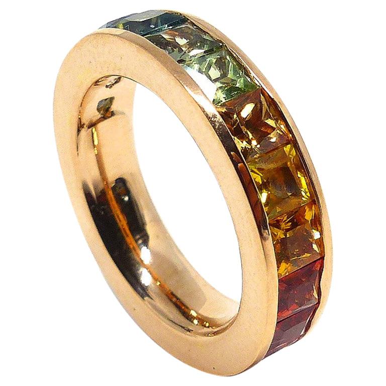 Ring in Rose Gold with 21 Multi-Color Sapphires 4, 04ct. 