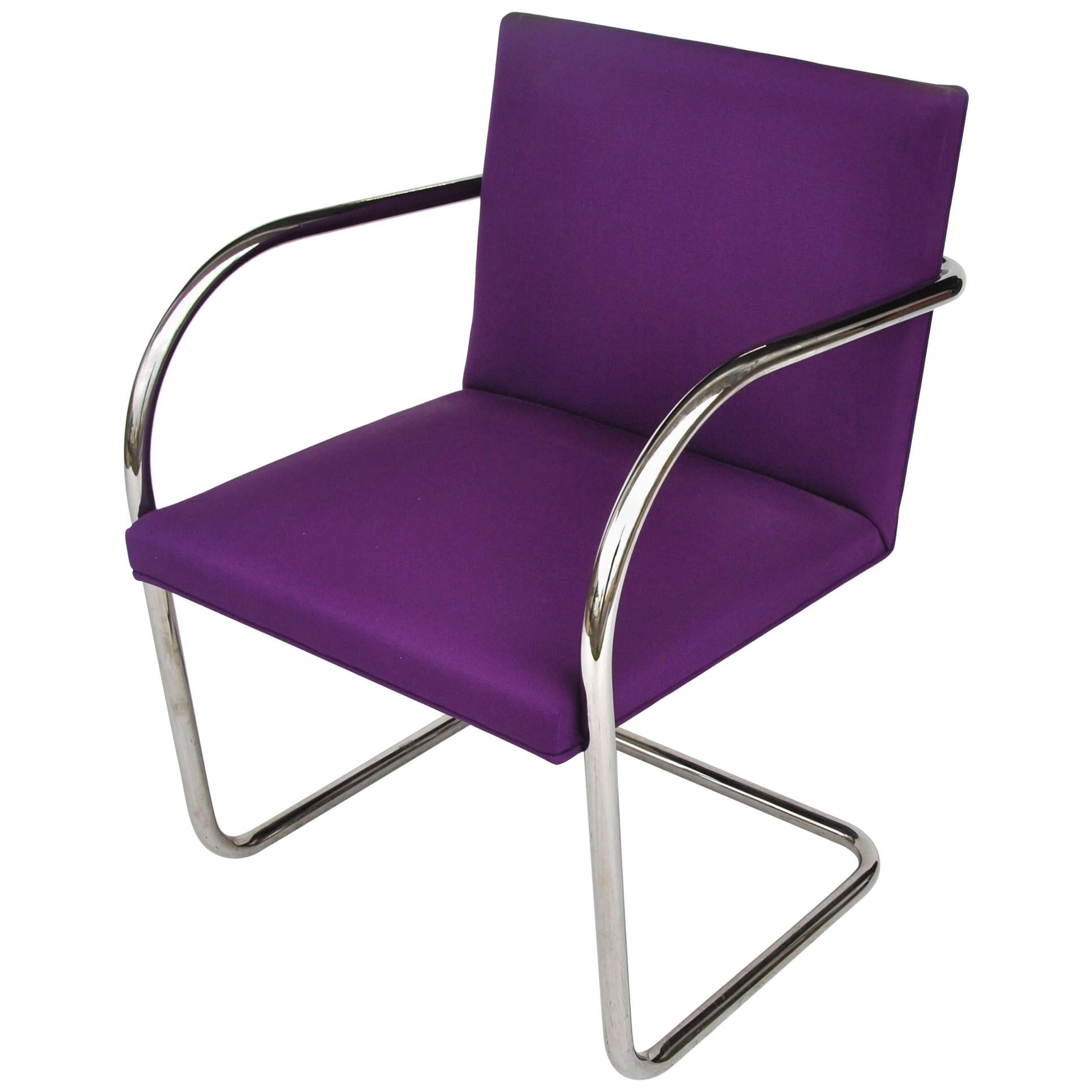 1 Midcentury Knoll Brno Stainless Tubular Chair by Ludwig Mies van der Rohe
