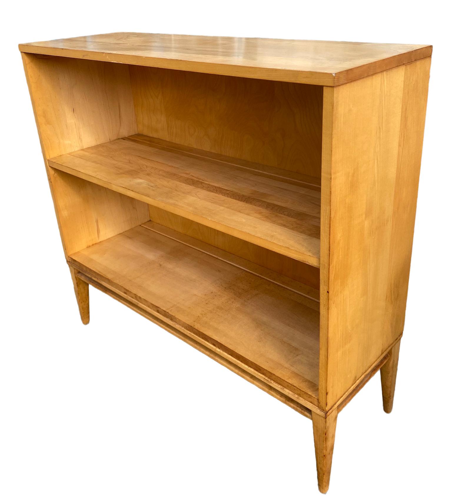 blonde wood bookshelf