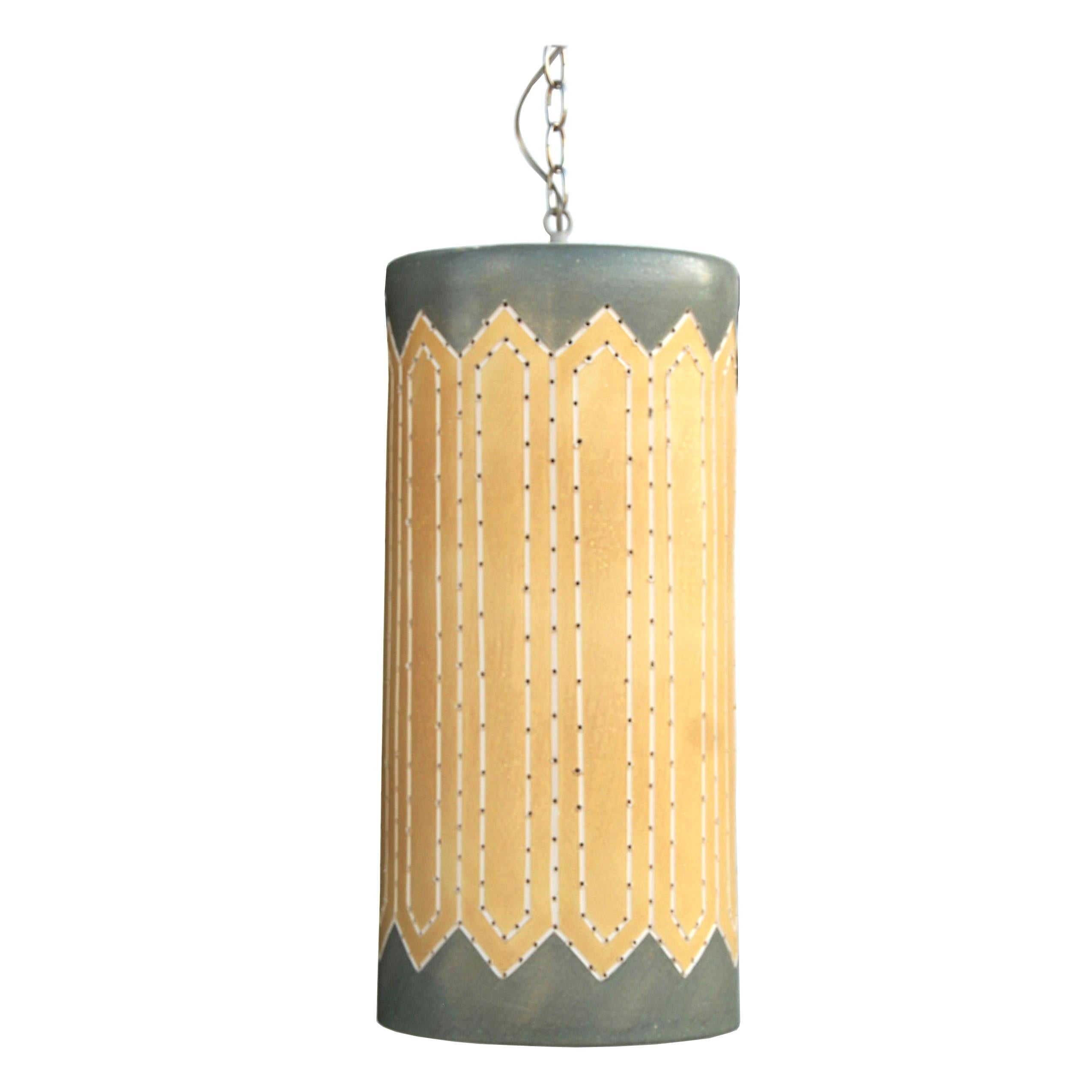 1 Midcentury Perforated Ceramic Pendant Lamp by Beaumont Mood