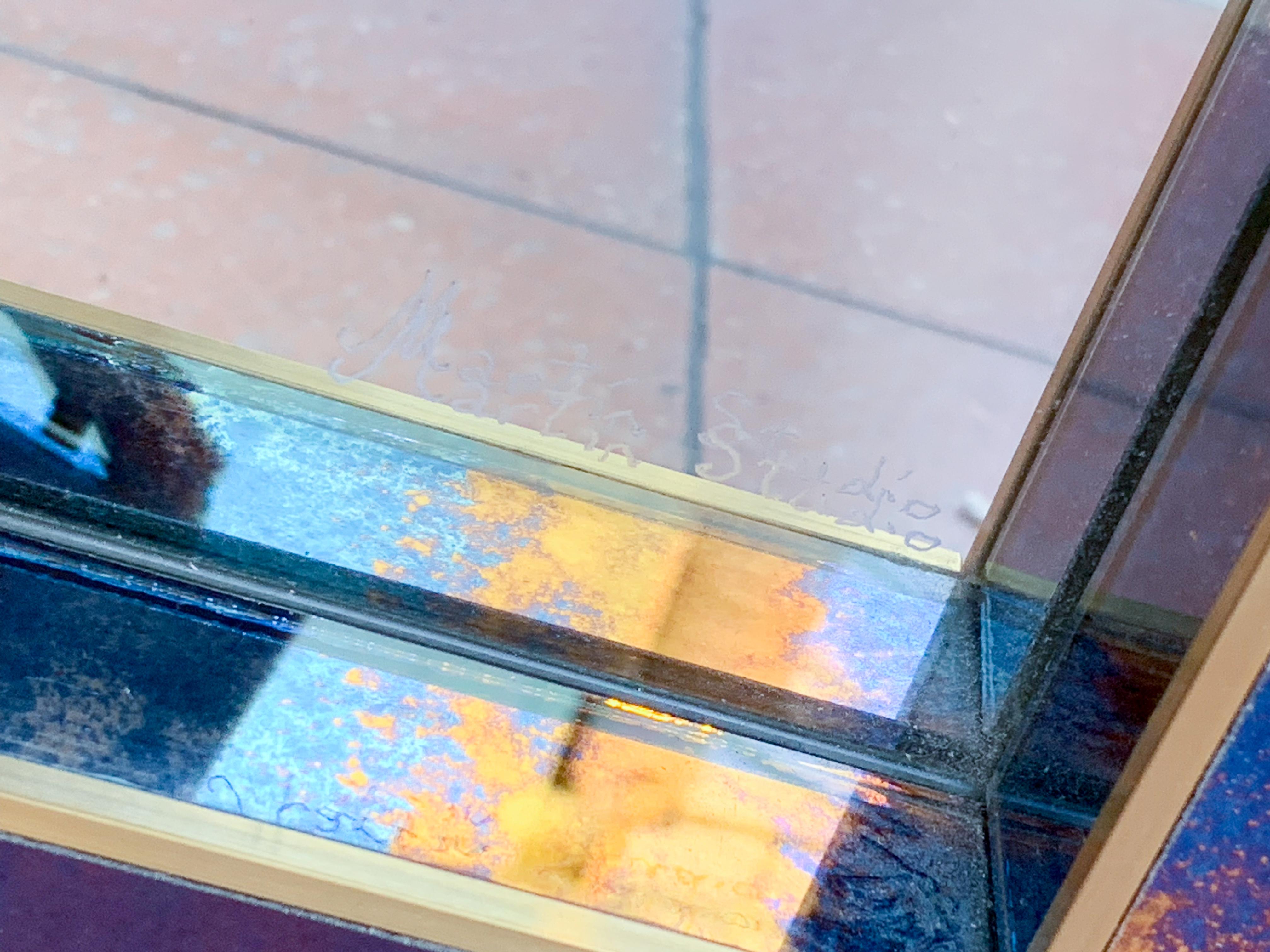 Late 20th Century 1 Mirror Surrounded with Tinted Glass