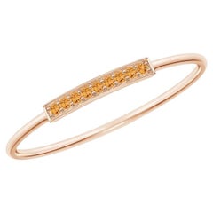 1 MM Pave Set Citrine Bar Ring in 14K Solid Gold for Women