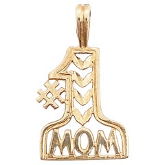 #1 MOM Charm, 14K Yellow Gold Charm Bracelet, Best Mom, #1 Mom Pendant Stamped