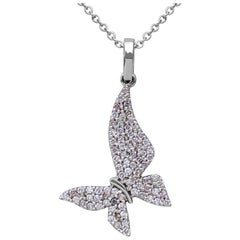 $1 NO RESERVE ! 0.30 Ct Fancy Pink Diamond 14 kt. Collier à pendentifs en or blanc