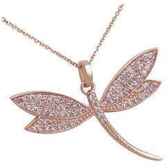 $1 KEIN RESERVE! 0.40Ct Fancy Pink Diamond Schmetterling 14kt Rose Gold Halskette